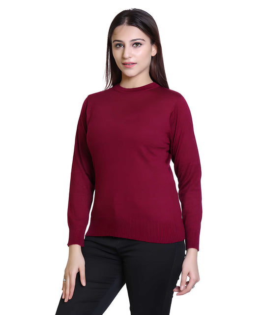 Women's Solid Woolen Full Sleeves Sweater