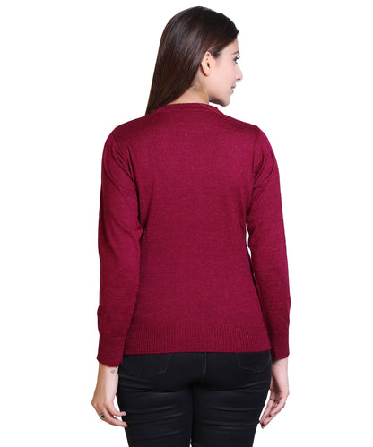 Women's Solid Woolen Full Sleeves Sweater