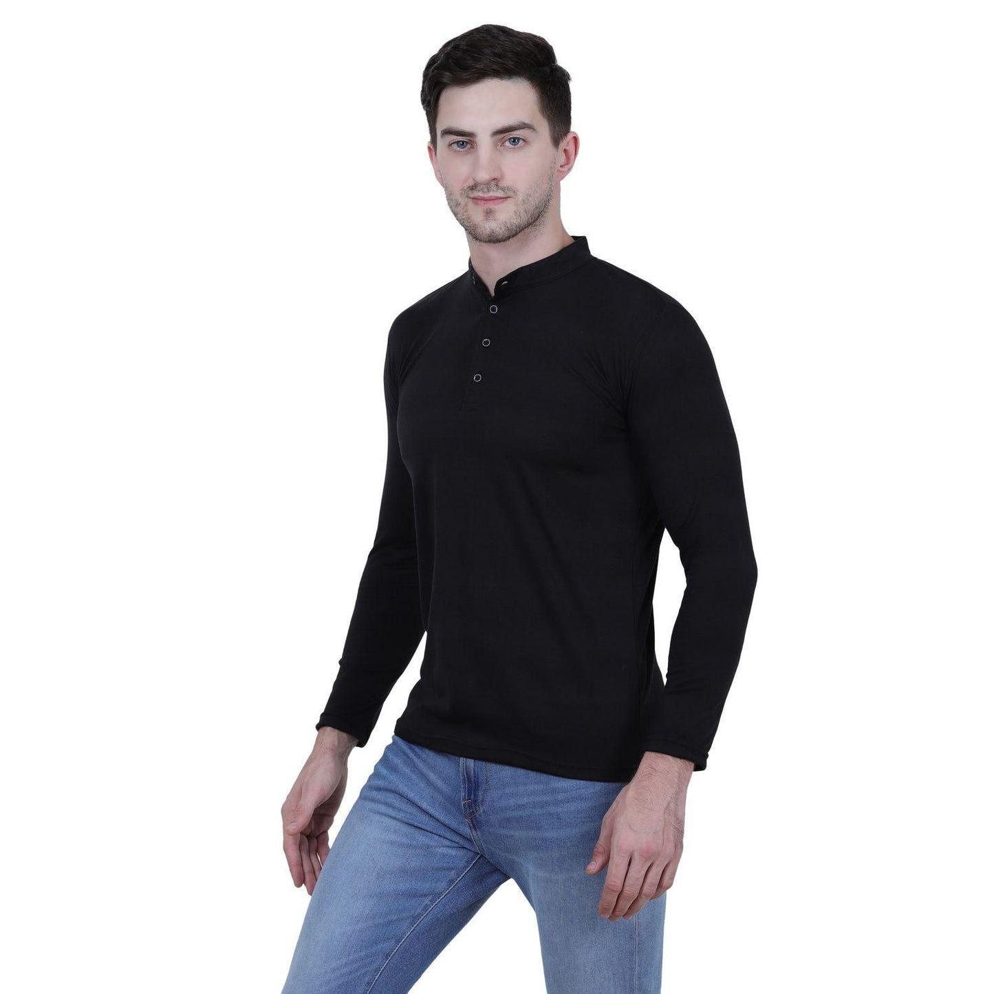 Cotton Blend Solid Full Sleeves T-Shirt